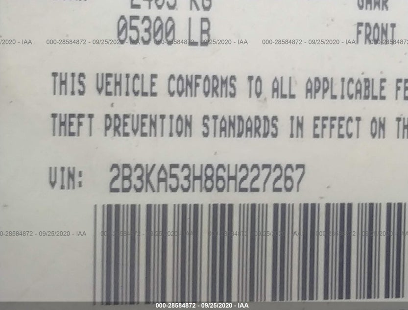 2B3KA53H86H227267