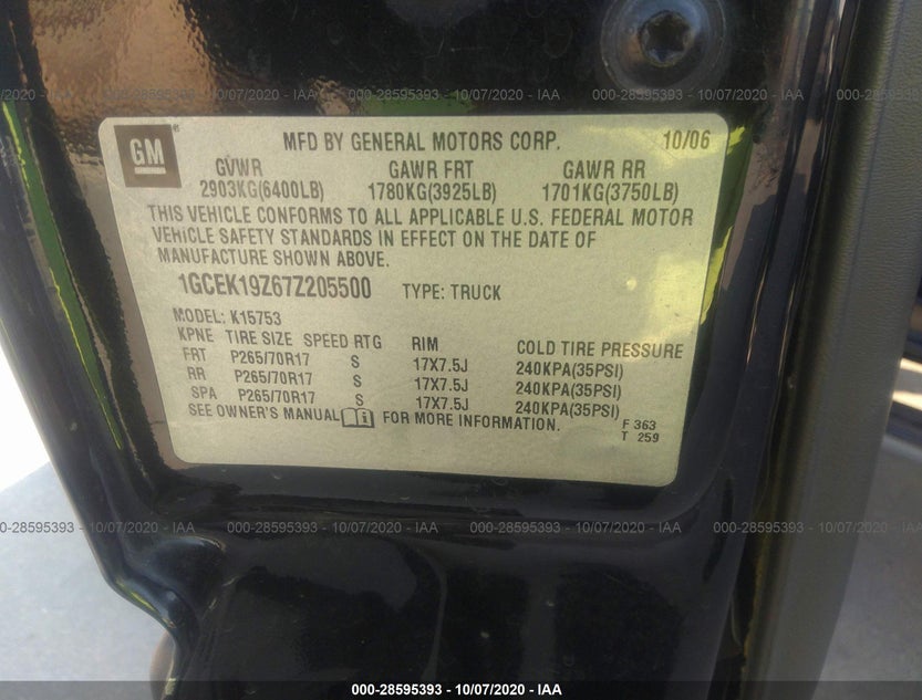 1GCEK19Z67Z205500