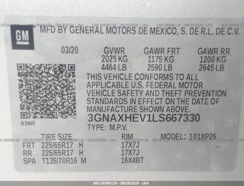3GNAXHEV1LS667330