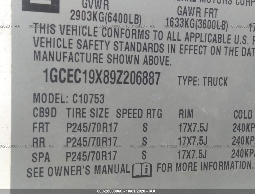 1GCEC19X89Z206887