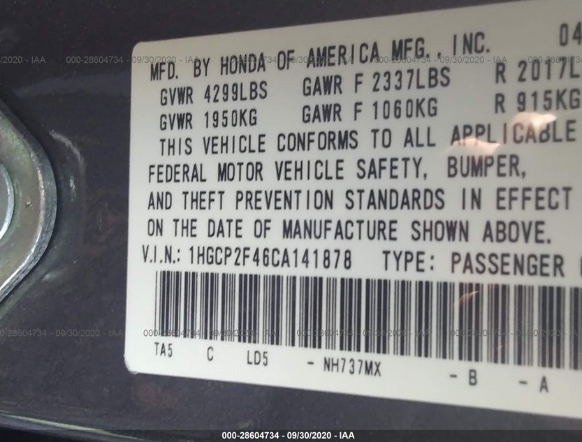 1HGCP2F46CA141878