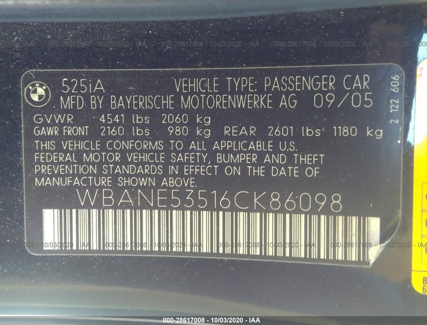WBANE53516CK86098