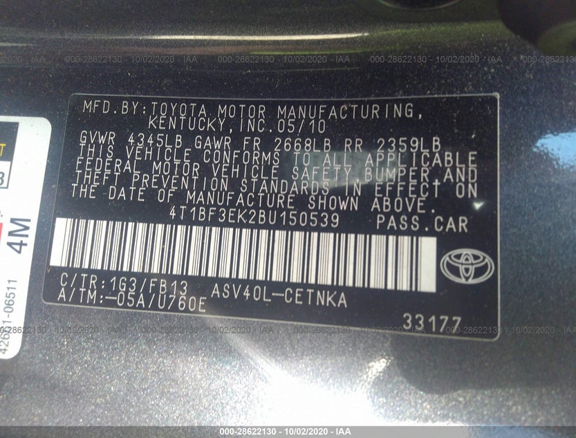 4T1BF3EK2BU150539
