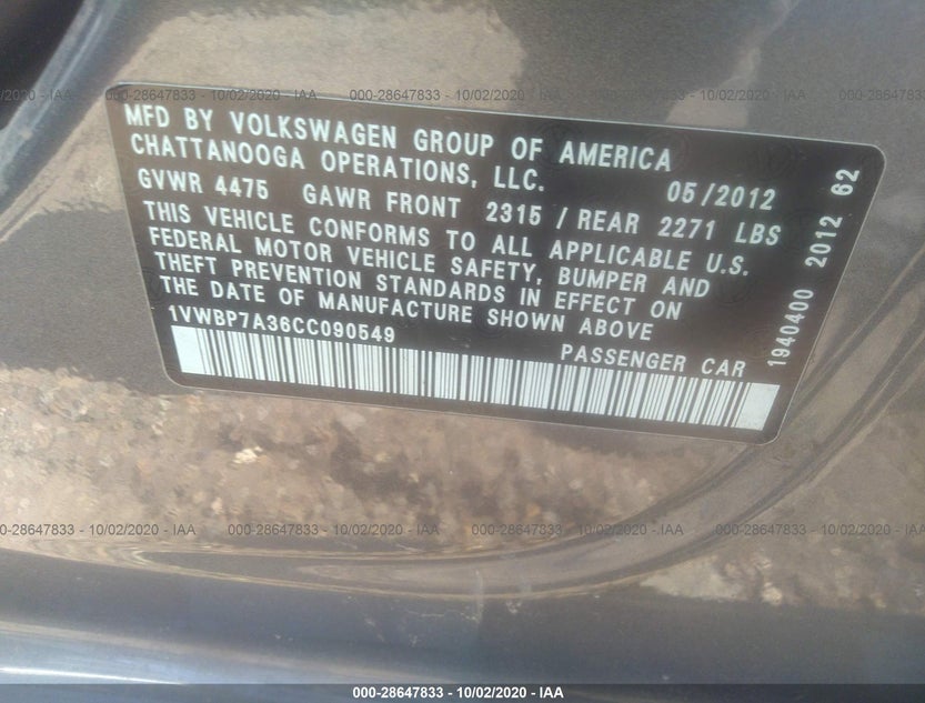 1VWBP7A36CC090549
