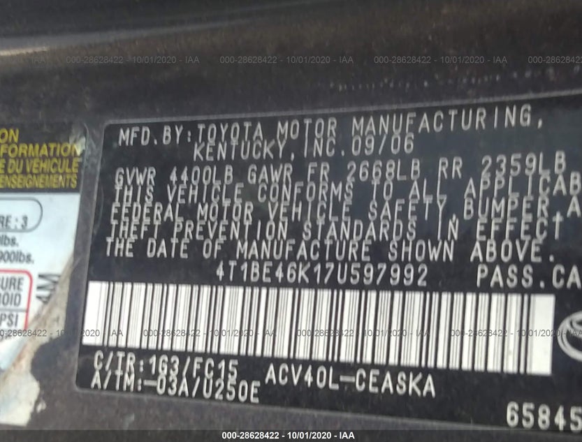 4T1BE46K17U597992