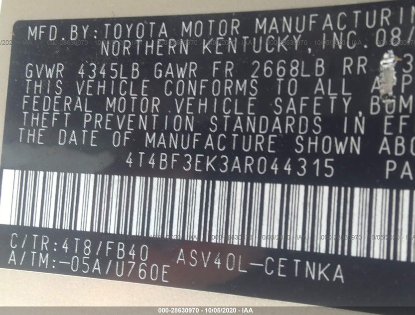 4T4BF3EK3AR044315