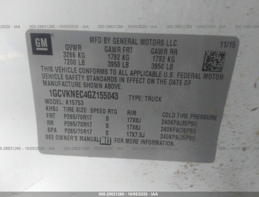 1GCVKNEC4GZ155043