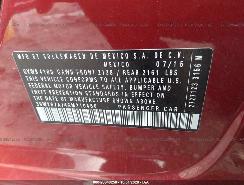 3VW267AJ4GM210466