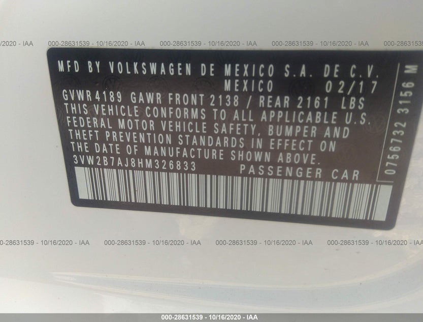 3VW2B7AJ8HM326833