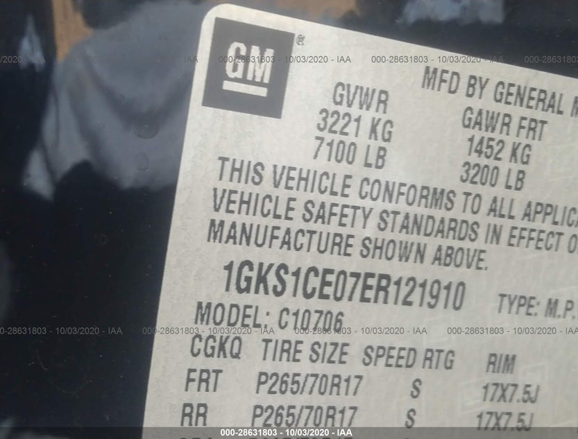 1GKS1CE07ER121910