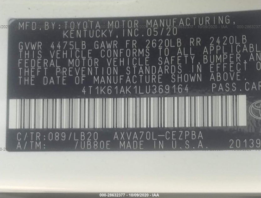 4T1K61AK1LU369164