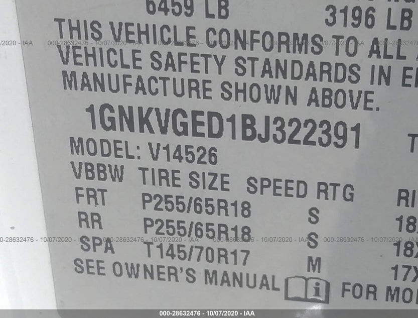 1GNKVGED1BJ322391