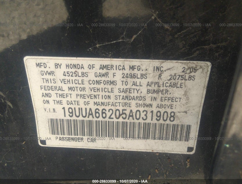 19UUA66205A031908