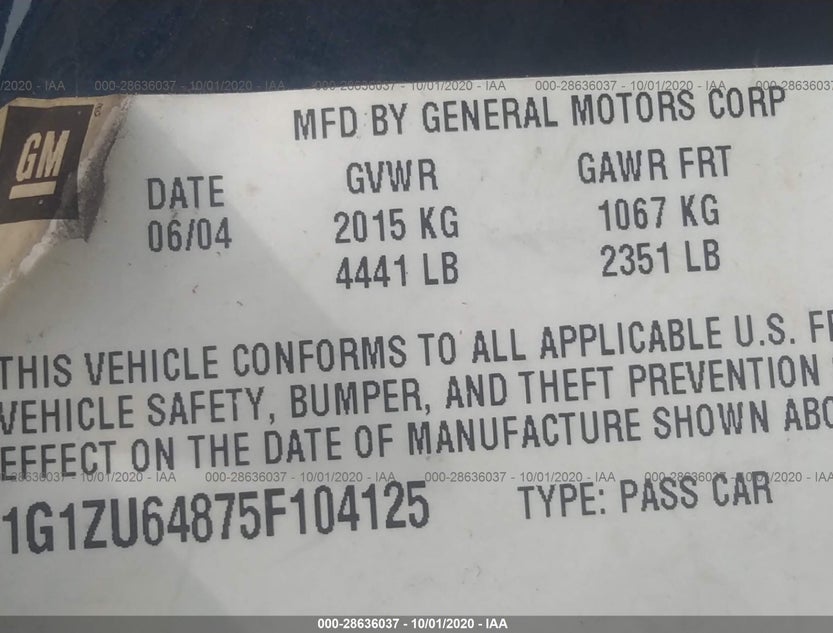 1G1ZU64875F104125