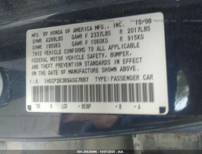 1HGCP26389A047887