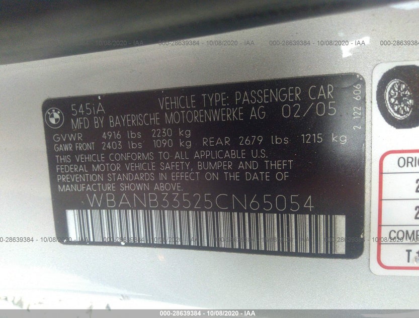 WBANB33525CN65054