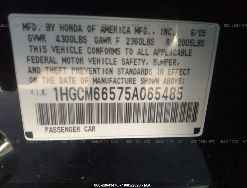 1HGCM66575A065485
