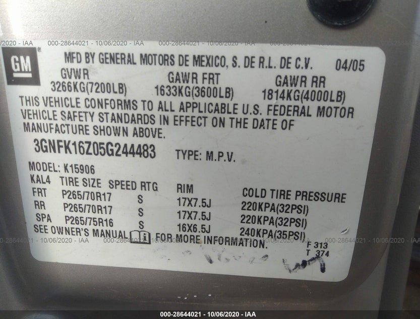 3GNFK16Z05G244483
