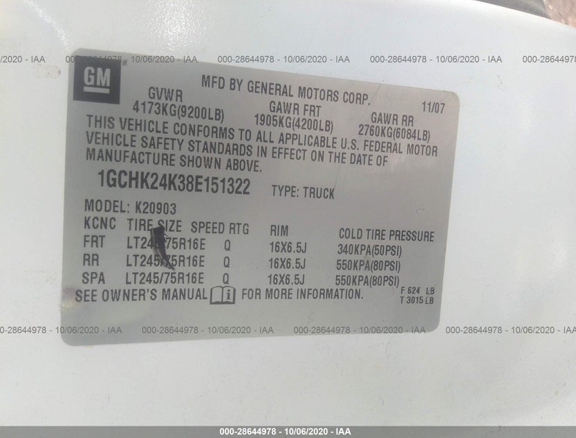 1GCHK24K38E151322