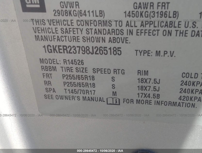 1GKER23798J265185