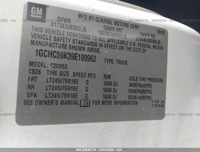 1GCHC59K39E100962