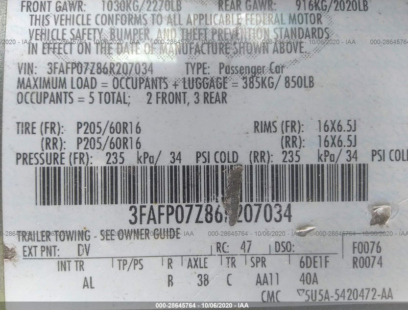 3FAFP07Z86R207034