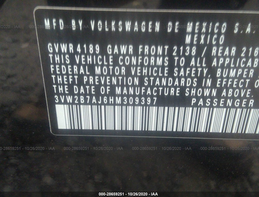3VW2B7AJ6HM309397