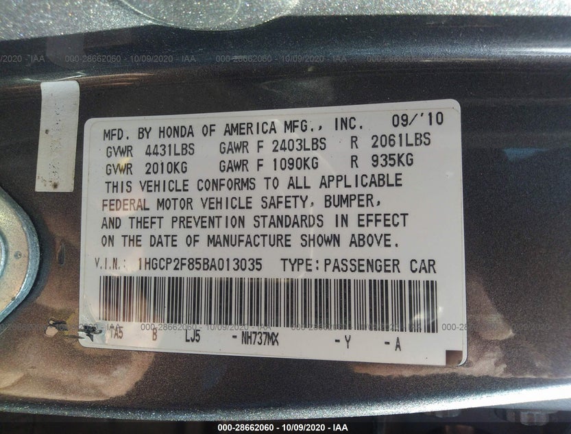 1HGCP2F85BA013035