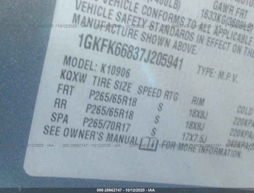 1GKFK66837J205941
