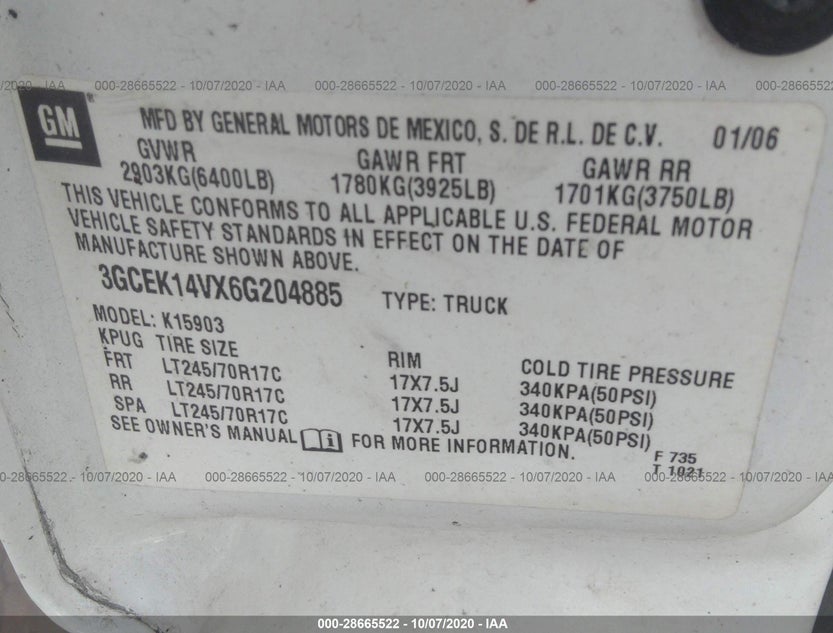 3GCEK14VX6G204885