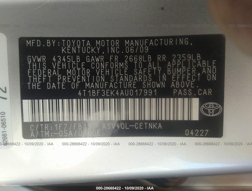 4T1BF3EK4AU017991