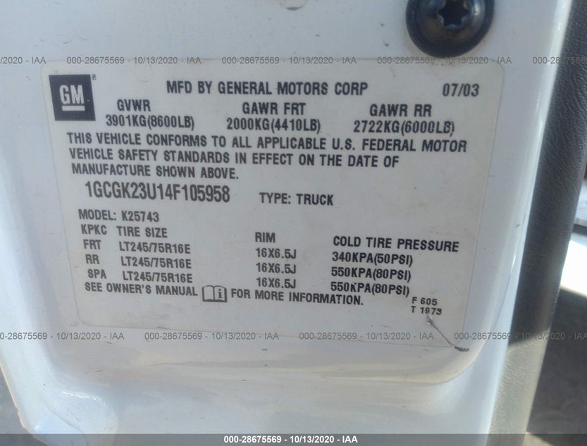 1GCHK23285F919013
