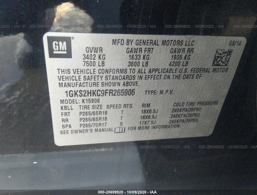 1GKS2HKC9FR265906