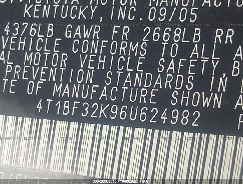 4T1BF32K96U624982
