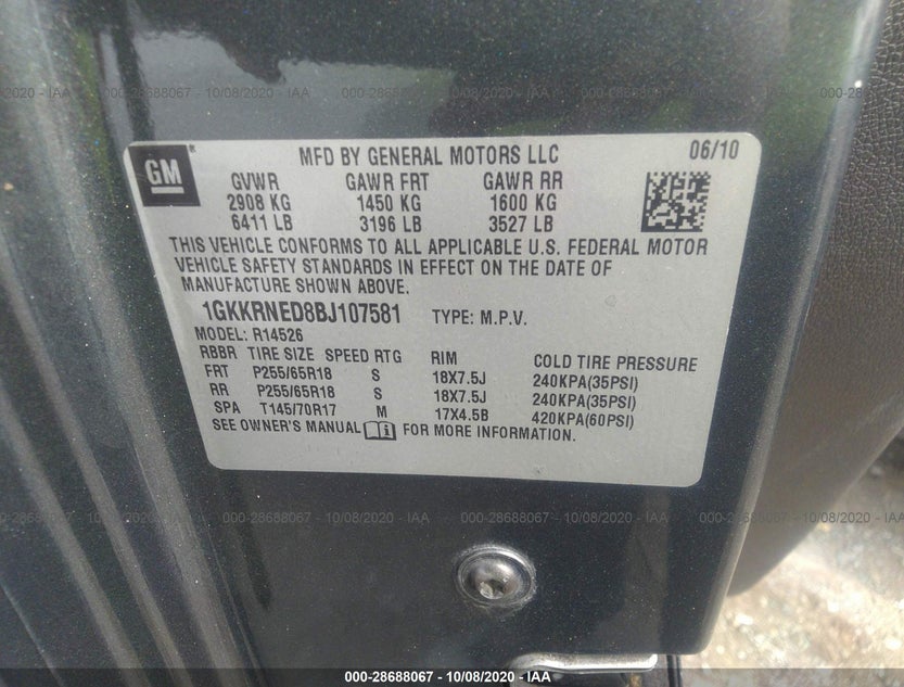 1GKKRNED8BJ107581