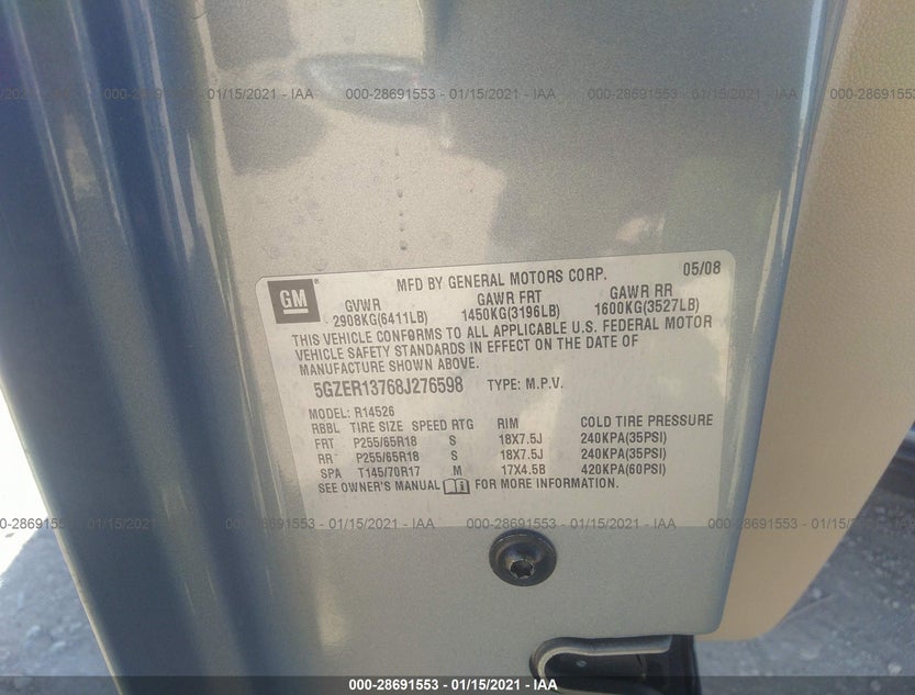 5GZER13768J276598