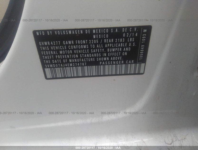 3VWD07AJ4EM274787