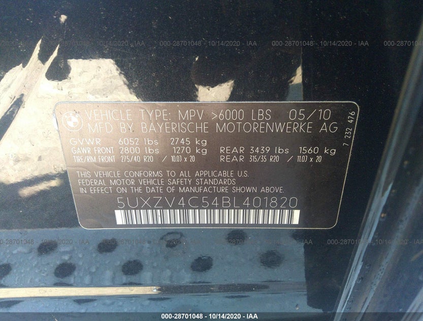 5UXZV4C54BL401820