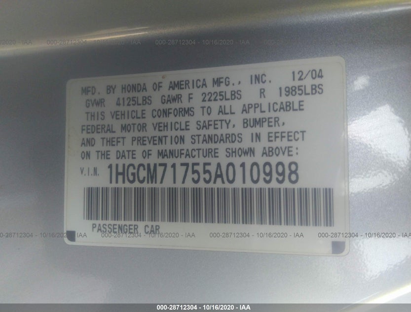 1HGCM71755A010998