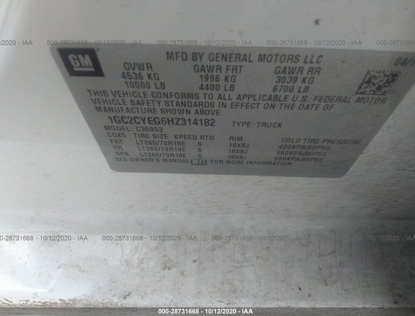 1GC2CYEG6HZ314182