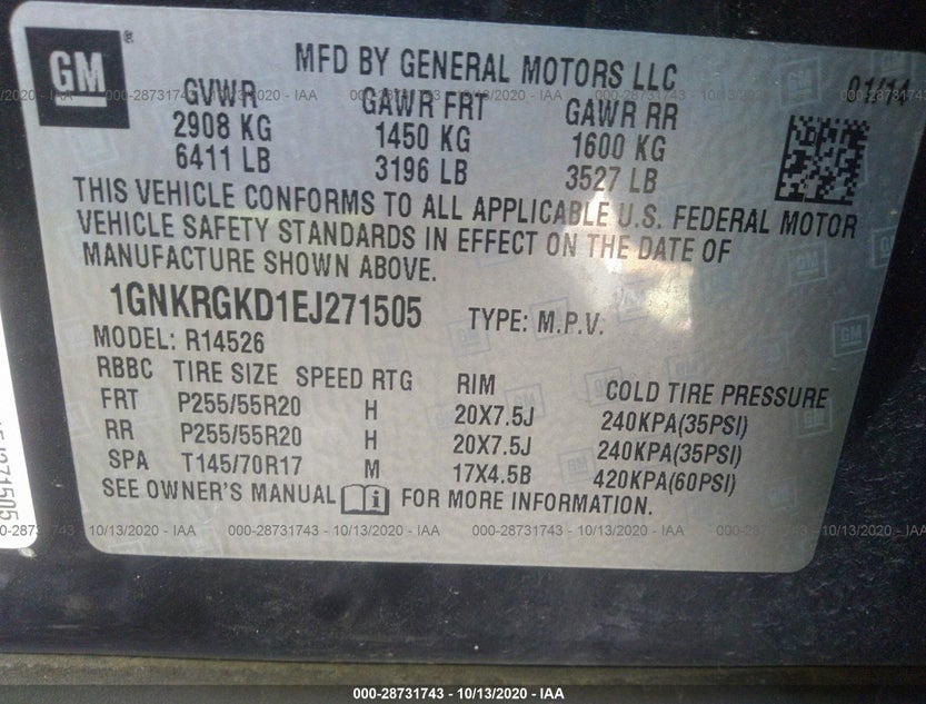 1GNKRGKD1EJ271505