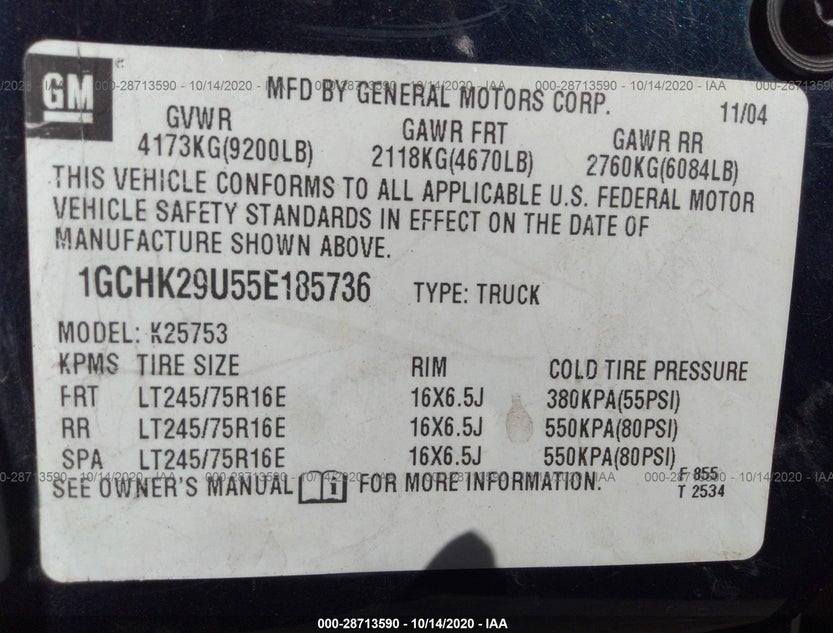 1GCHK29U55E185736