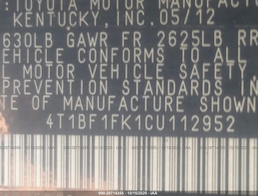 4T1BF1FK1CU112952