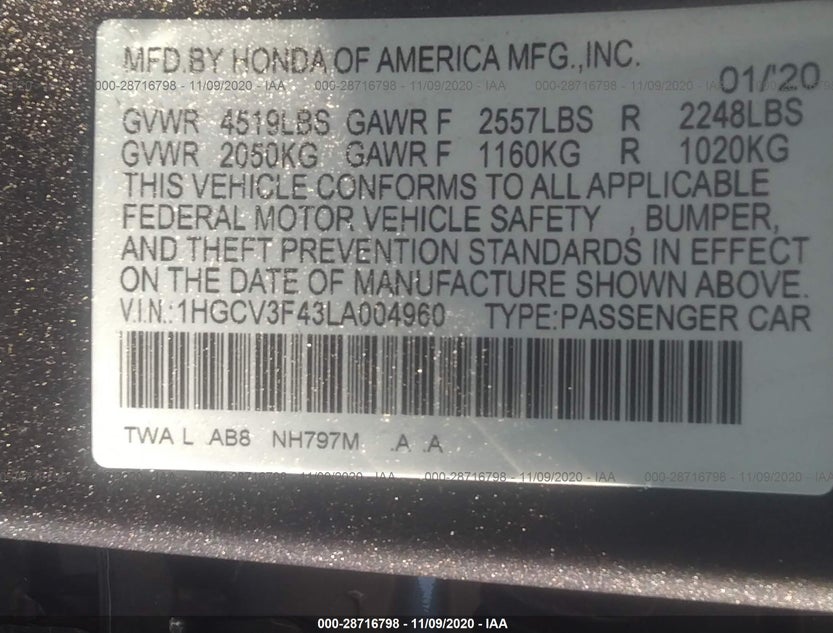 1HGCV3F43LA004960