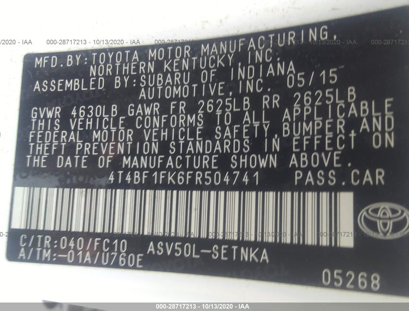 4T4BF1FK6FR504741