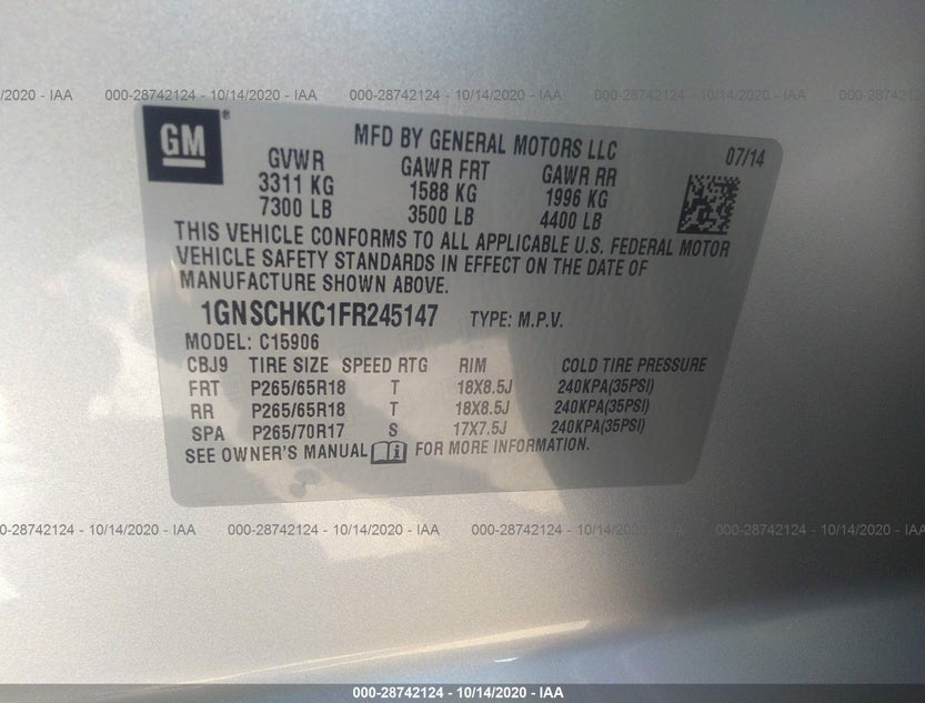 1GNSCHKC1FR245147