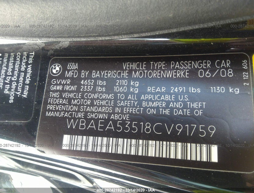 WBAEA53518CV91759