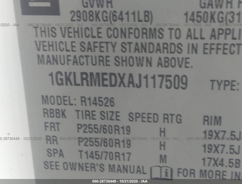 1GKLRMEDXAJ117509