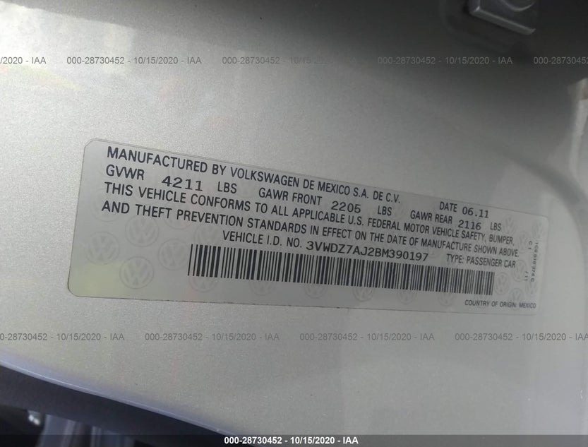 3VWDZ7AJ2BM390197