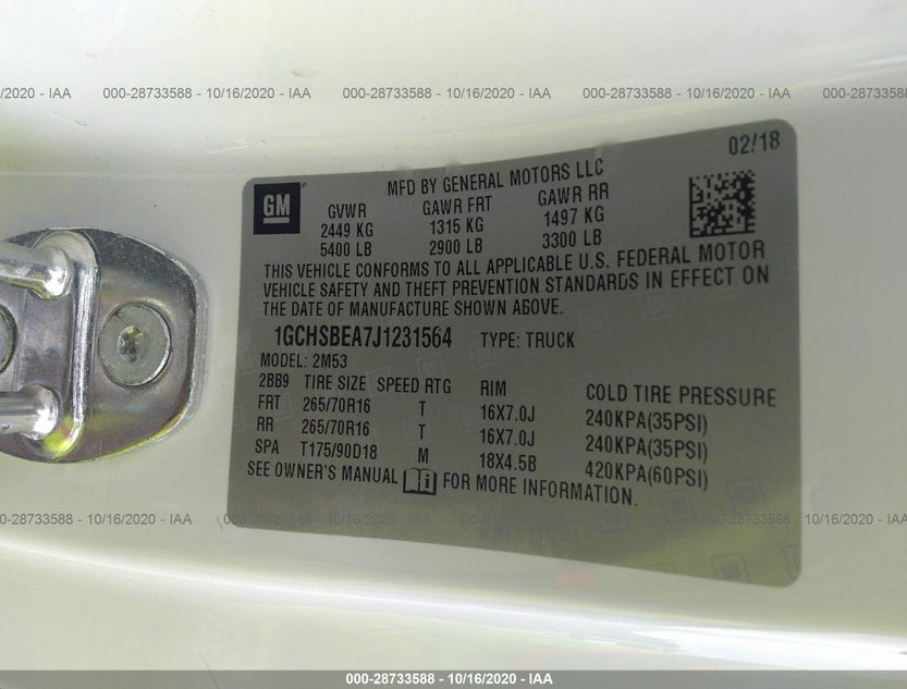 1GCHSBEA7J1231564